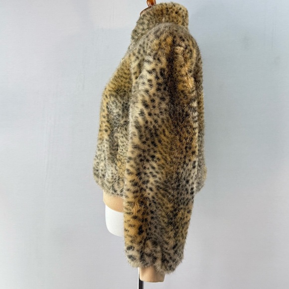 St. John Animal Print Faux Fur Bomber Jacket - Picture 4 of 16